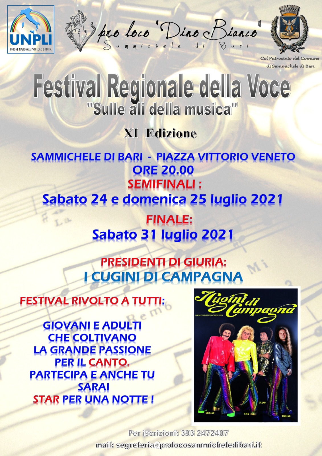 Sammichele di Bari,  finale del festival ''Sulle ali della musica'' con i Cugini di campagna 