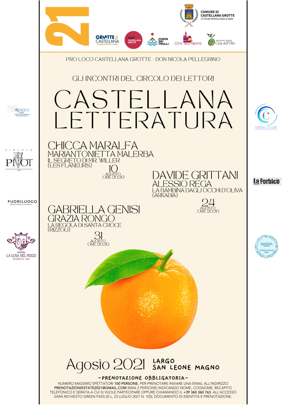 ''Castellana Letteratura'': a Castellana Grotte incontri e conversazioni letterarie 