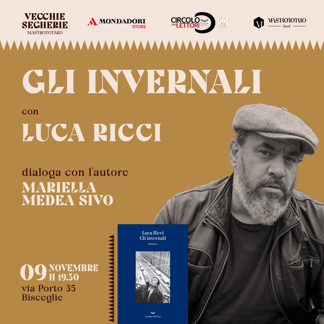 Bisceglie, Vecchie Segherie: Luca Ricci presenta ''Gli invernali''