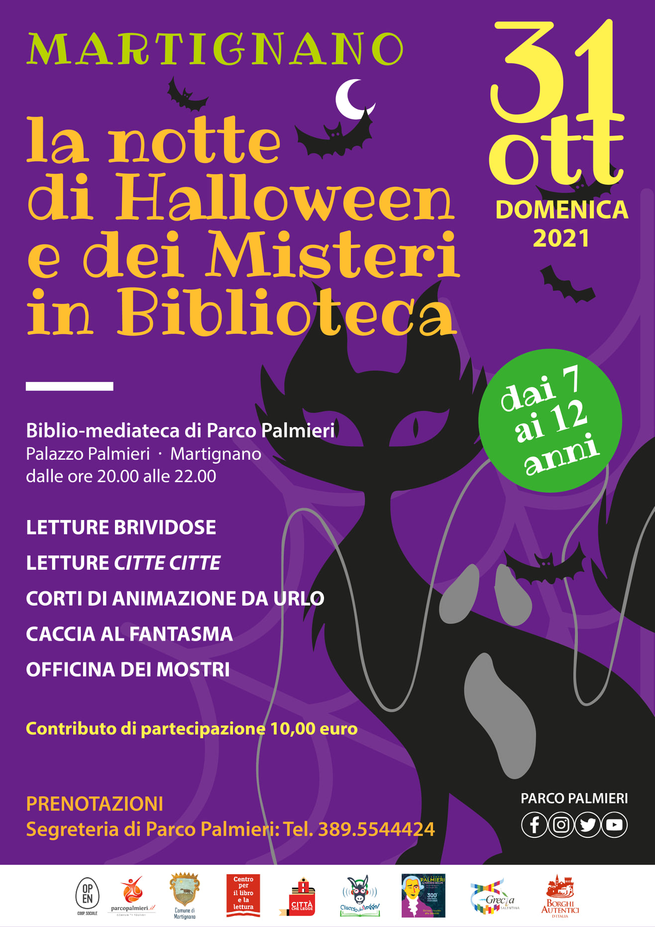 Parco Palmieri, notte di Halloween in biblioteca dedicata ai bambini