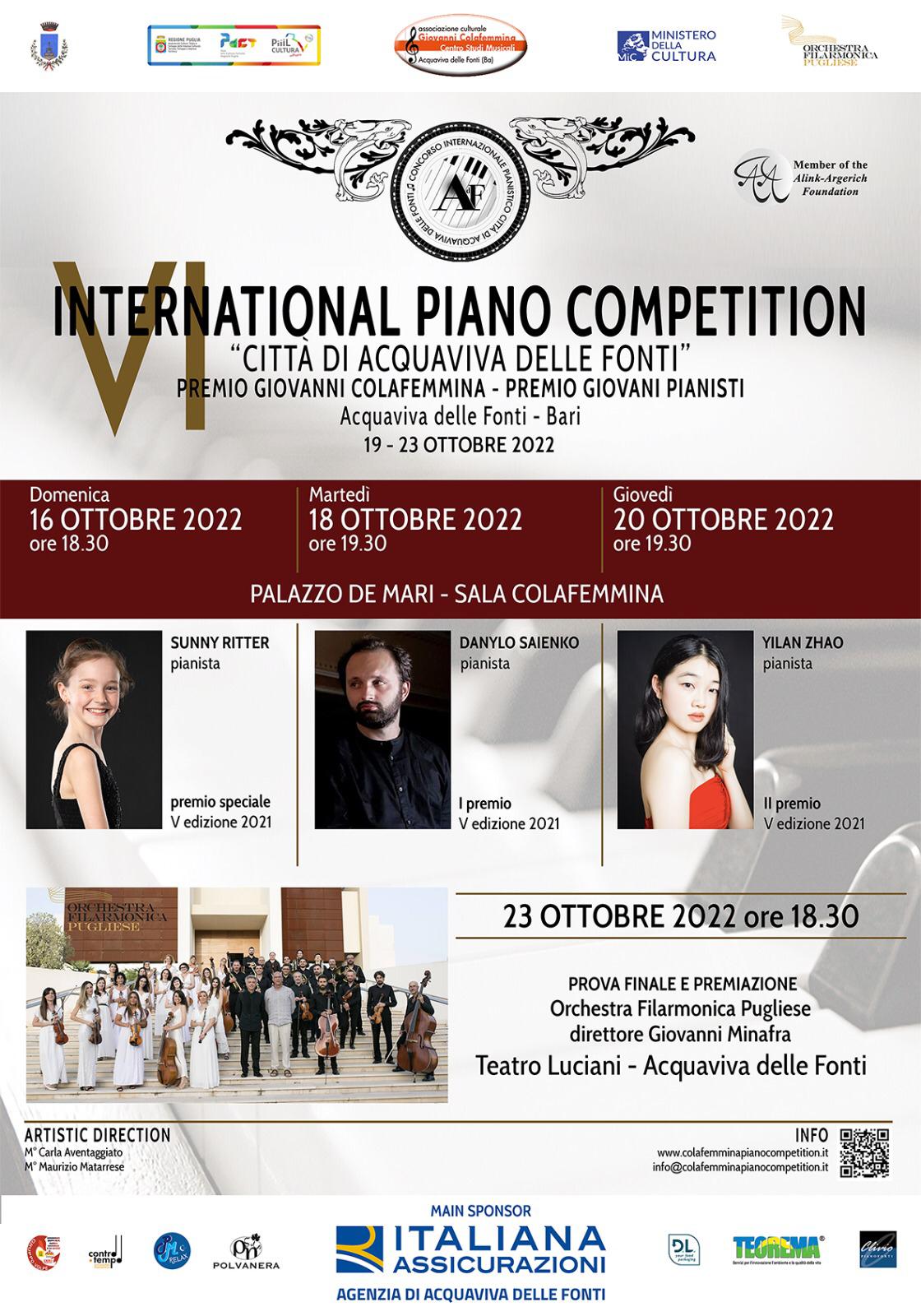 Acquaviva delle Fonti, International piano competition: il premio Giovanni Colafemmina