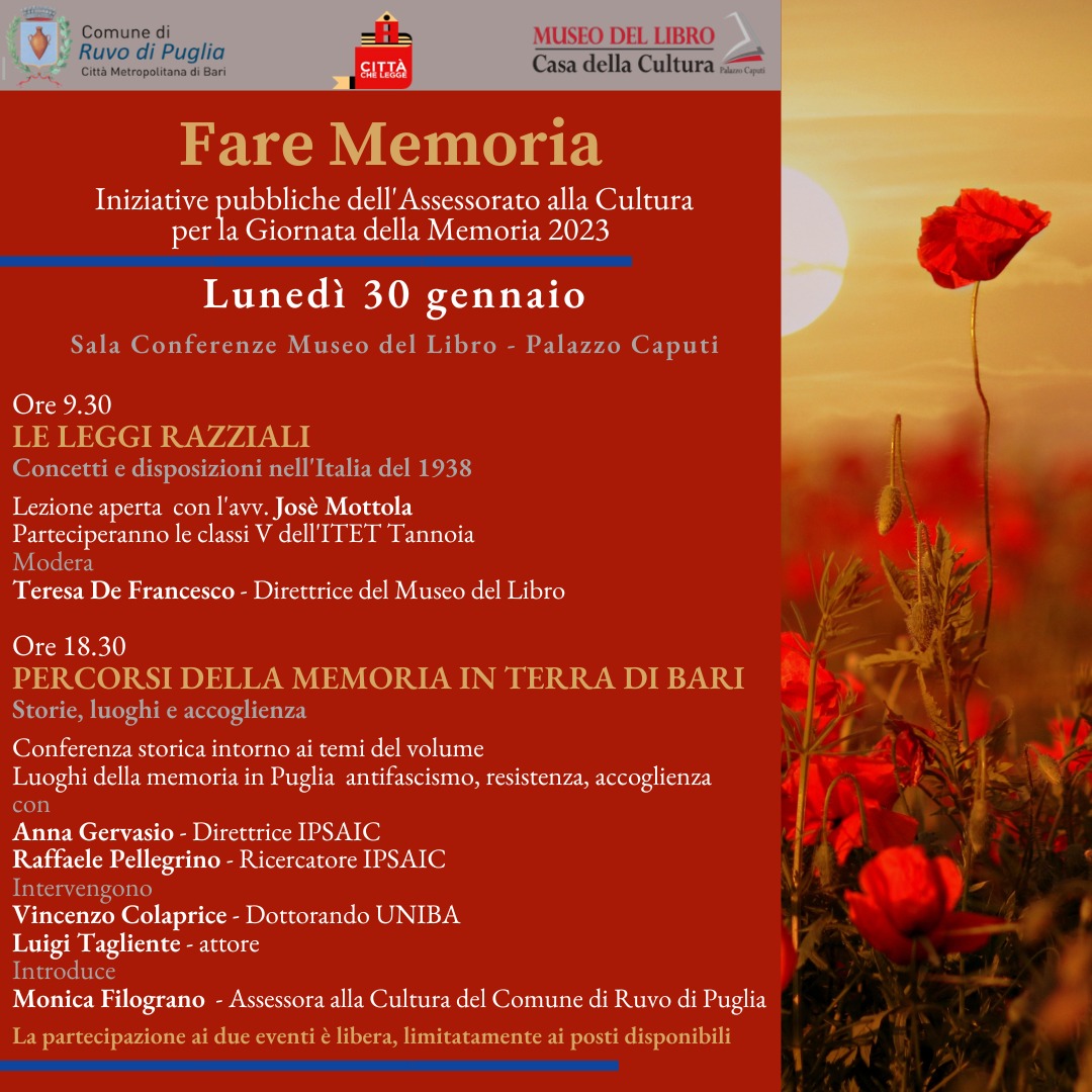 Ruvo di Puglia, Fare Memoria: in ricordo della giornata della memoria 