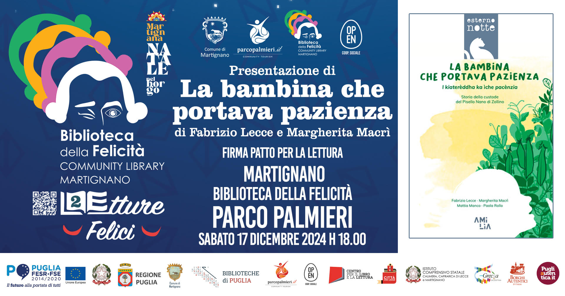 Parco Palmieri, la presentazione del libro “La bambina che portava pazienza. I kiaterèddha ka ìche pacènzia”